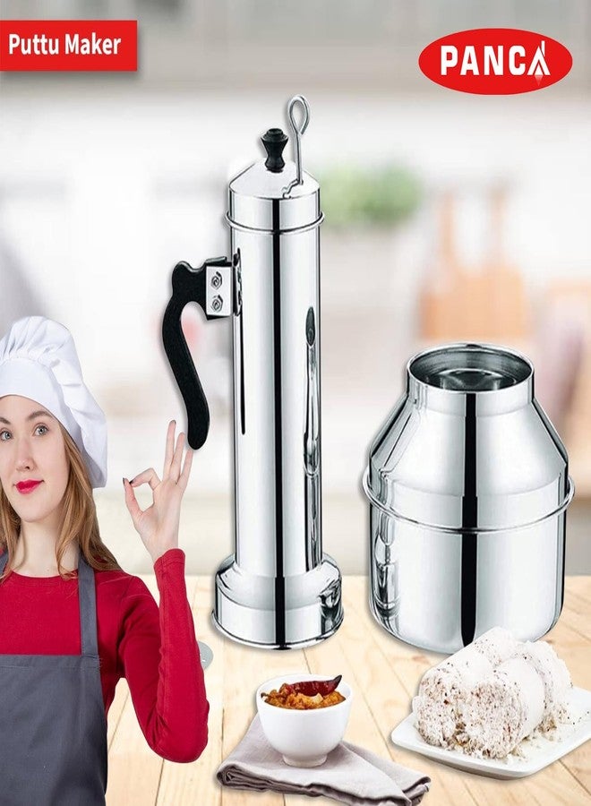 PANCA Stainless Steel Puttu Kudam Maker with Steamer Plate | Traditional Puttu Kutti with Lid & Stick | Puttu Maker for Cooker Use | Puttu Kozha Puttumakker - 1.5 Litre - Image 4